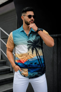 COOL BOY Men Printed, Graphic Print Beach Wear Multicolor Shirt