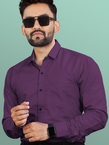 VeBNoR Men Solid Formal Purple Shirt