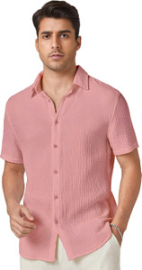 METRONAUT Men Solid Formal Pink Shirt