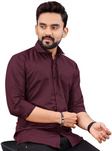 NIVICK Men Solid Formal Maroon Shirt