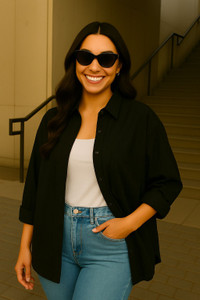 FUNDAY FASHION Women Solid Casual Black Shirt