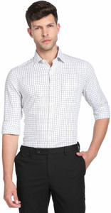 ARROW Men Checkered Casual White Shirt