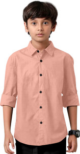 DHADUK Boys Solid Casual Orange Shirt