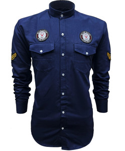 Blue dove Men Solid Casual Dark Blue Shirt