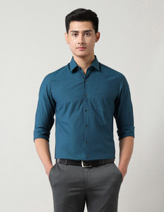 ARROW Men Self Design Formal Green Shirt