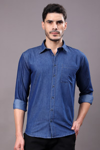ZAYSH Men Washed Casual Blue Shirt