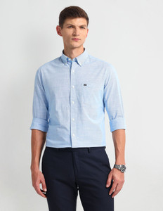 ARROW Men Striped Formal Blue Shirt