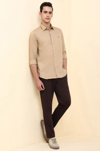 Allen Solly Men Solid Casual Beige Shirt