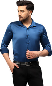 cvc Men Solid Formal Dark Blue Shirt