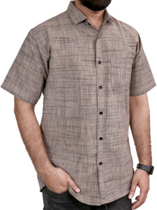 AUZAAI COLLECTION Men Self Design Casual Brown Shirt
