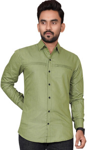 GLOBAL NOMAD Men Solid Casual Green Shirt