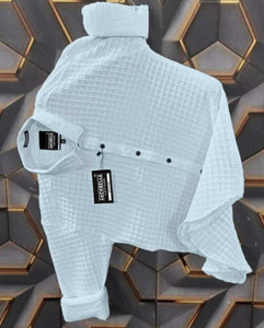 JACKBELLA Men Self Design Casual Light Blue Shirt