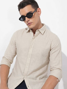 BELPATRA Men Solid Casual Cream Shirt