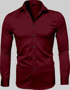 TANISHA FASHION Men Solid Casual Maroon Shirt