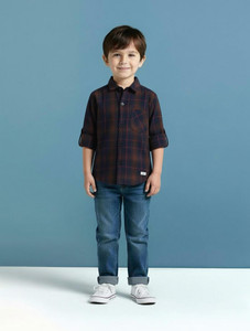 PROVOGUE Boys Checkered Casual Brown, Dark Blue, Red Shirt