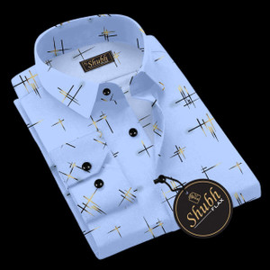 SHUBHFLAX Men Printed Casual Blue Shirt