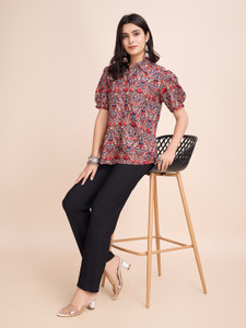 Matwali Women Printed Casual Red Shirt