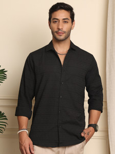 PROVOGUE Men Self Design Casual Brown Shirt
