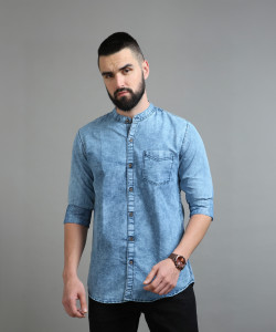 CHEEBA Men Printed Casual Blue Shirt