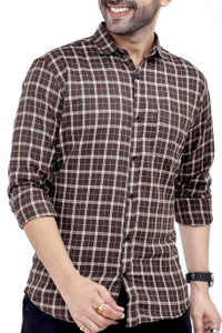LRK FASHIONS Men Checkered Casual Brown Shirt