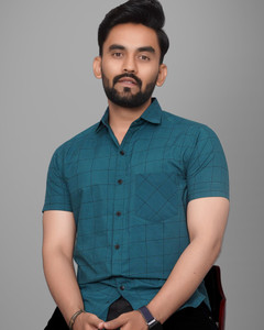Tyzlo Men Checkered Casual Green Shirt