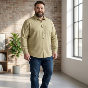 VONBUX Men Solid Casual Beige Shirt