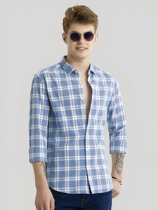 DivaNX Men Striped Casual Blue Shirt