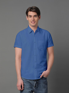 Voroxy Men Solid Casual Blue Shirt