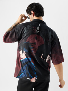 The Souled Store Men Printed Casual Brown, Black Shirt