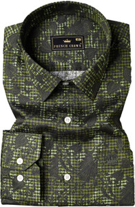 french crown Men Printed Casual Green Shirt