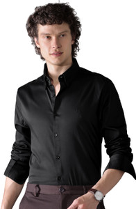 BEYOUNG Men Solid Formal Black Shirt