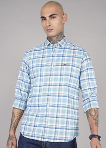 ARROW Men Checkered Casual Blue Shirt