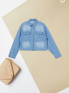 MAX Girls Solid Casual Blue Shirt