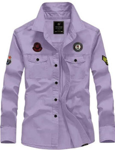 Buckberry Men Solid Casual Purple Shirt
