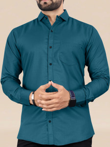 NIVICK पुरुषों के लिए सॉलिड फॉर्मल गहरा नीला  शर्ट