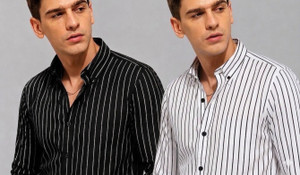 METRONAUT Men Striped Casual Black, White Shirt