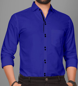 Voroxy Men Solid Formal Blue Shirt