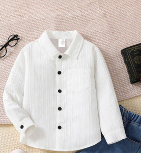 Zarila Boys Striped Casual White Shirt