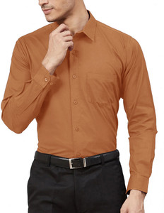 AVOLT Men Solid Formal Orange Shirt