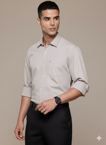 BLUE SQUAD Men Solid Formal Grey Shirt