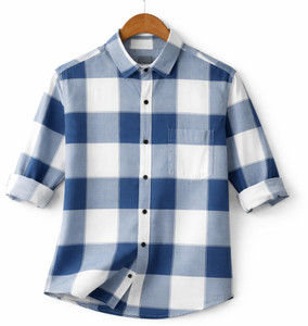 FalconWear Men Checkered Casual Dark Blue Shirt - Image 6