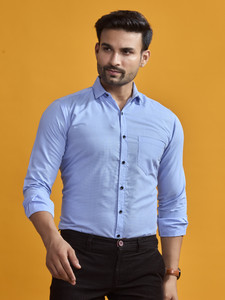 STONEBERG Men Solid Formal Light Blue Shirt