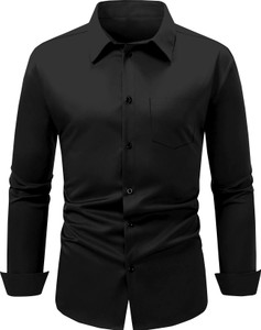 Praizy Men Solid Casual Black Shirt