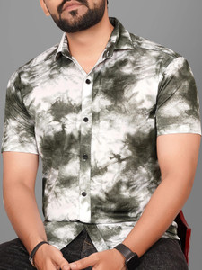 METRONAUT Men Printed Casual Green, White Shirt