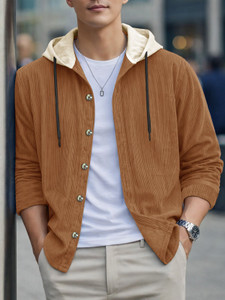 EyeBogler Men Self Design Casual Brown Shirt