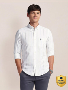 U.S. POLO ASSN. Men Striped Casual White Shirt