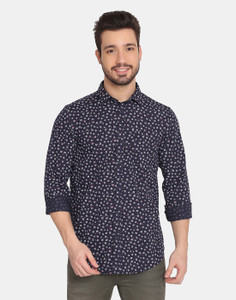 Blackberrys Men Printed Casual Dark Blue Shirt