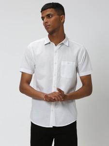 MUFTI Men Solid Casual White Shirt
