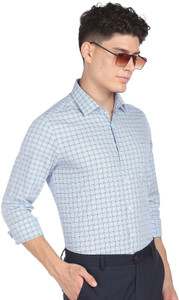 ARROW Men Checkered Formal Blue Shirt