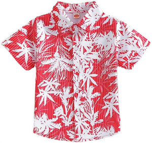 babiesbuddies Boys Printed Casual Red Shirt